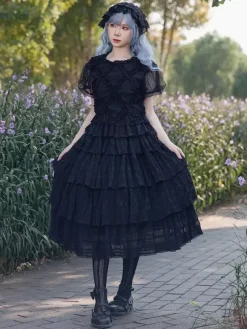Jupes Lolita plissées noires Infanta Lolita SK