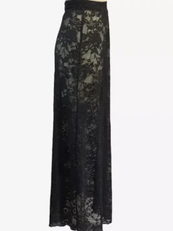 Jupes longues en dentelle noire taille haute sexy et transparentes pour femmes