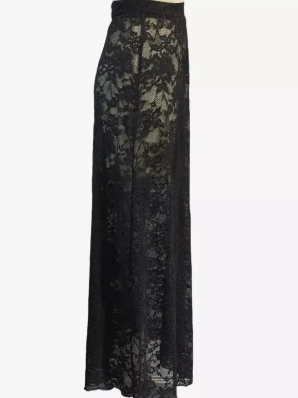 Jupes longues en dentelle noire taille haute sexy et transparentes pour femmes