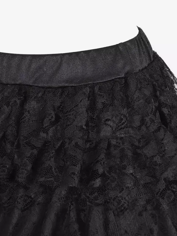 Jupes noires sexy à imprimé floral irrégulier longueur genou pour l'automne