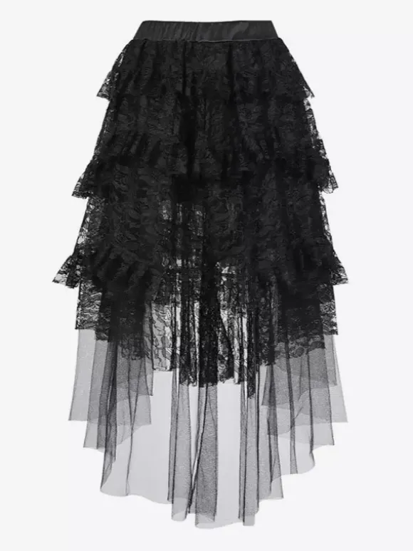 Jupes noires sexy à imprimé floral irrégulier longueur genou pour l'automne
