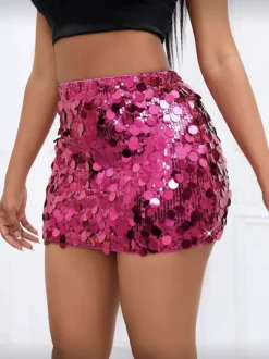 Jupes argentées automne mini bas pour femmes