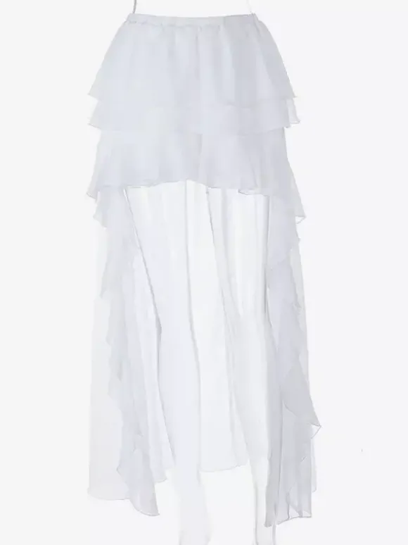 Jupes blanches asymétriques taille haute élégantes courtes pour femmes