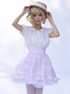 Jupes Harajuku Mode Lolita SK Volants Rose Imprimé Fleuri Lolita