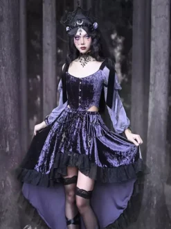 Jupes Lolita gothiques en dentelle violette SK