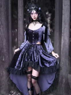 Jupes Lolita gothiques en dentelle violette SK