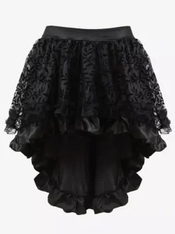 Jupes noires en tulle taille haute sexy coupe asymétrique mini bas pour femmes