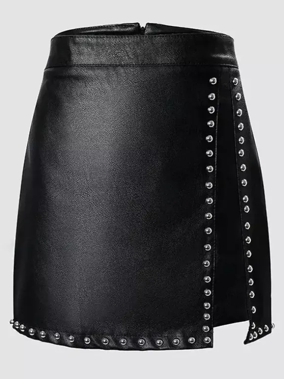 Jupes noires taille haute en similicuir mini-jupes sexy pour femmes