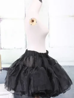 Jupon Lolita a-ligne Organza noir Déguisements Halloween