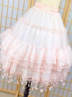 Jupons Lolita Mignonne À Paillettes Volants Femme Étoiles Roses