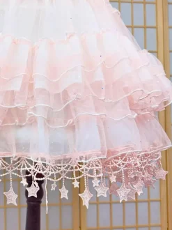 Jupons Lolita Mignonne À Paillettes Volants Femme Étoiles Roses