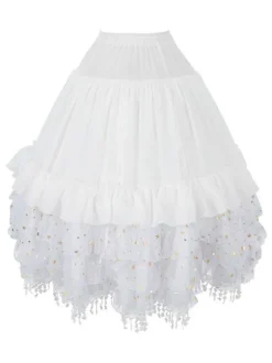 Jupons Lolita Noir Dentelle Polyester Étoiles Gothique Lolita Avec Lacet Pour Modifier La Longueur