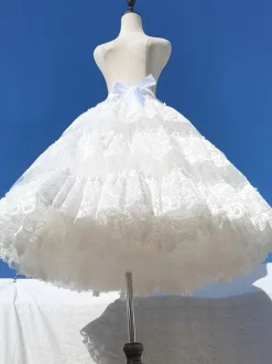 Jupons Sweet Lolita Jupe Lolita blanche en dentelle de polyester