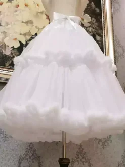 Jupons Sweet Lolita Jupe Lolita blanche à volants étagés en polyester