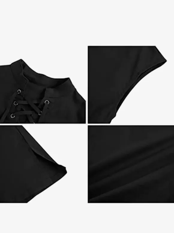 Kaki Vintage Top Rétro À Lacets Sans Manches Polyester Top Costumes Rétro Pour Homme Bourgogne