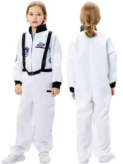 Kids Astronaute Costumes Costumes Blanc Jumpsuit Hotte 2 pièces Ensemble de polyester Fibre Enfants Costume Cosplay Ensemble complet