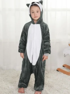 Kigurumi Carnaval Pyjama Enfant Cadeaux Noël Raton Laveur Hiver Automne En Flanelle En Flanelle Déguisements Halloween