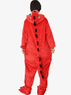 Kigurumi Carnaval Pyjama 2026 Rouge Dinosaure Enfants Cadeaux Noël En Flanelle Toilette Facile Combinaison Déguisements Halloween