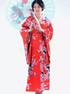 Kimono Japonais Rouge Traditionnel Déguisements Halloween Déguisement Carnaval