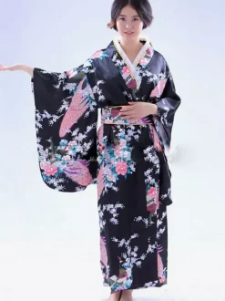 Kimono Japonais Rouge Traditionnel Déguisements Halloween Déguisement Carnaval