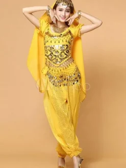 La danse du ventre Costume haut en mousseline de soie rouge avec Top et pantalon Bollywood Dance Costume Déguisements Halloween