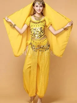 La danse du ventre Costume haut en mousseline de soie rouge avec Top et pantalon Bollywood Dance Costume Déguisements Halloween