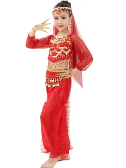La danse du ventre Costume enfants Costumes de danse indienne Bollywood Déguisements Halloween Robe de Princesse Fille Déguisement