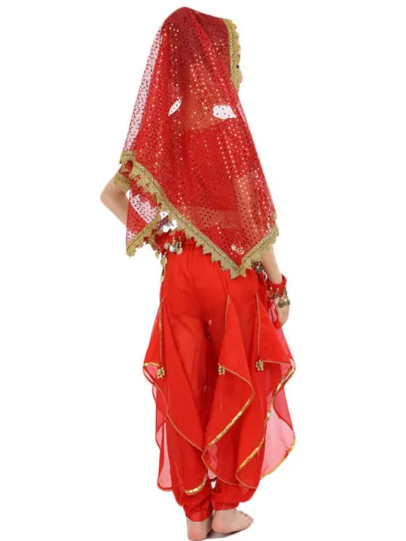 La danse du ventre Costume Kids jaune indien Bollywood en mousseline de soie Costumes de danse Déguisements Halloween