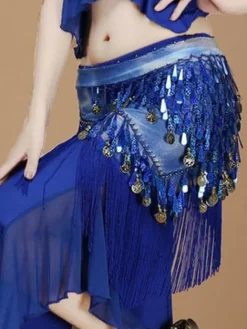 La danse du ventre Costume Rose rouge Polyester Bollywood danse Hip foulard pour les femmes Déguisements Halloween