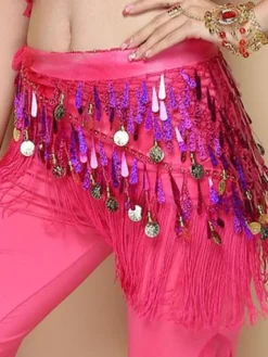 La danse du ventre Costume Rose rouge Polyester Bollywood danse Hip foulard pour les femmes Déguisements Halloween