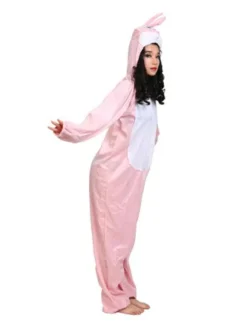 Lapin De Pâques Kigurumi Rose Pyjamas Carnaval Flanelle Lièvre Combinaison Adulte Déguisements Halloween
