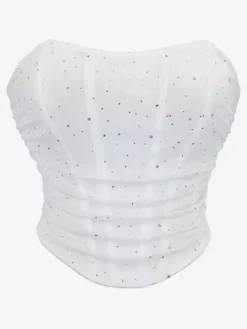 Linge de Mariée Bustier Corset Blanc Chic Street Wear Clouté Lacets Lingerie
