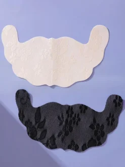 Linge de Mariée Cache-tétons adhésifs ultra-fins en dentelle florale réutilisables pour femmes