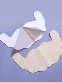 Linge de Mariée Cache-tétons adhésifs ultra-fins en dentelle florale réutilisables pour femmes