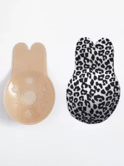 Linge de Mariée Cache-tétons pour femmes Soutien-Gorge Invisible relevables imprimé léopard Réutilisables Adhésif