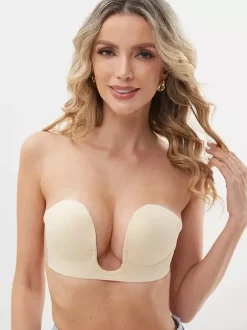 Linge de Mariée Cache-tétons invisibles sans bretelles push-up adhésifs dos nu pour femme