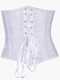Linge de Mariée Corset en jacquard blanc avec dentelle et lacets