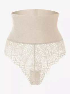 Linge de Mariée Gaine gainante taille haute en dentelle pour femme effet ventre plat et fesses galbées body string grande taille