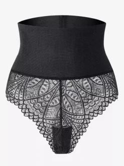Linge de Mariée Gaine gainante taille haute en dentelle pour femme effet ventre plat et fesses galbées body string grande taille