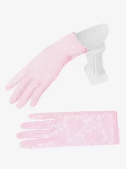 Linge de Mariée Gants courts de mariage pour femmes en dentelle rose clair pour fête