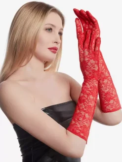 Linge de Mariée Gants De Mariée Longs En Dentelle Blanche Pour Femme Mariage