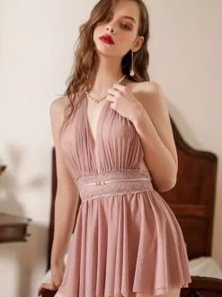 Linge de Mariée Nuisette Femme Lingerie Dentelle Rose Sous-Vêtement