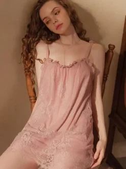 Linge de Mariée Nuisette Pour Robe De Maison Femme Lingerie En Dentelle Blanche