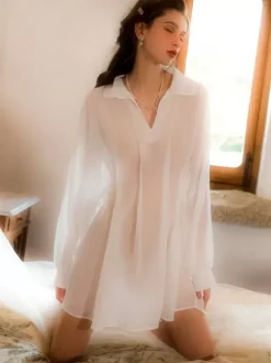 Linge de Mariée Robes en mousseline de soie lingerie surdimensionnée