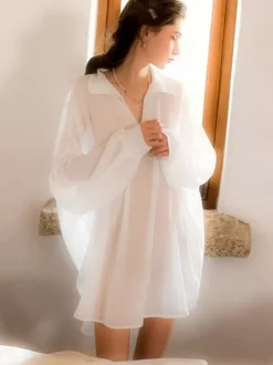 Linge de Mariée Robes en mousseline de soie lingerie surdimensionnée