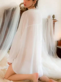 Linge de Mariée Robes en mousseline de soie lingerie surdimensionnée