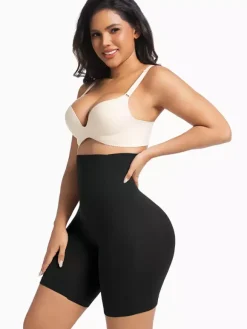 Linge de Mariée Short gainant taille haute post-partum grande taille effet ventre plat et fessier ceinture amincissante jambes carrées