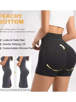 Linge de Mariée Short gainant grande taille ajustable pour femme fermeture à agrafes coussinets de hanches amovibles effet push-up fessier.