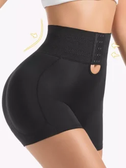 Linge de Mariée Short gainant grande taille ajustable pour femme fermeture à agrafes coussinets de hanches amovibles effet push-up fessier.