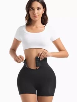 Linge de Mariée Short gainant grande taille ajustable pour femme fermeture à agrafes coussinets de hanches amovibles effet push-up fessier.